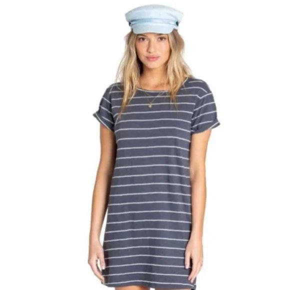 🔮 2 For $40 🔮 Billabong - NEW Striped Blue Coast Tee Dress S - Picture 6 of 9